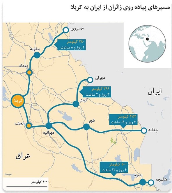 فاصله کربلا تا مهران چقدر است؟ 5 نزدیک ترین مسیر رسیدن به کربلا کدام است؟